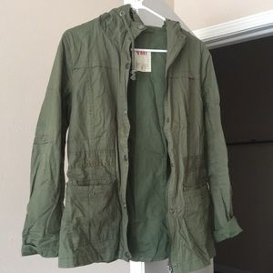 YMI Army Green Hooded Button-Up Jacket